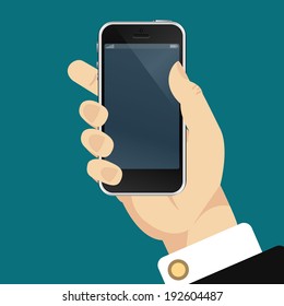 Smartphone in hand template for web and mobile applications 