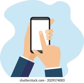 ilustración de smartphone y táctil manual