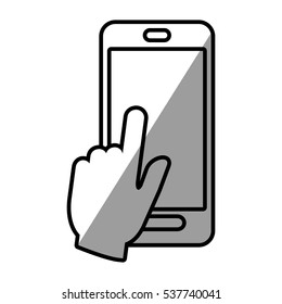 smartphone hand touch payment digital shadow vector illustratione eps 10