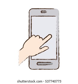 smartphone hand touch payment digital sketch vector illustration eps 10