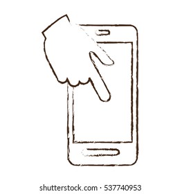 smartphone hand touch payment digital sketch vector illustration eps 10
