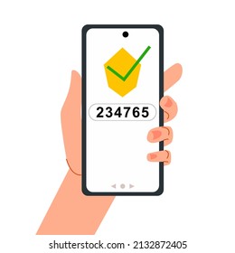 Smartphone in hand. Two-factor authentication. A message with a code.
