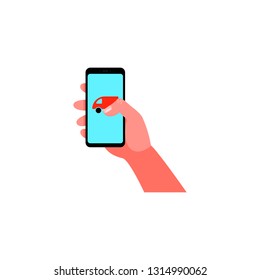 Smartphone in hand. Vector illustration
