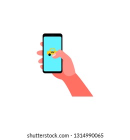 Smartphone in hand. Vector illustration