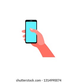 Smartphone in hand. Vector illustration