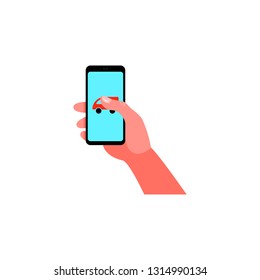 Smartphone in hand. Vector illustration