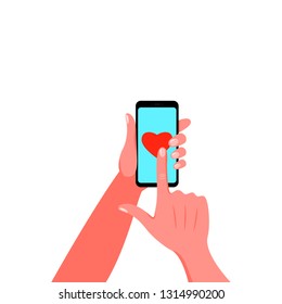 Smartphone in hand. Vector illustration