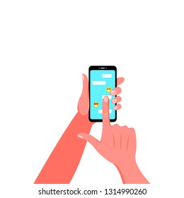 Smartphone in hand. Vector illustration