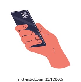 Smartphone in hand. Vector illustration.