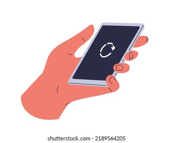 Smartphone in hand. Vector illustration.