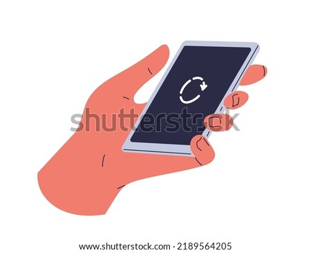 Smartphone in hand. Vector illustration.