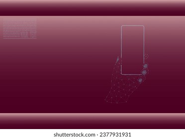 Smartphone in hand vector illustration. Vector illustration of a smartphone in hand on a burgundy background.