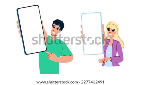 smartphone in hand vector. phone cellphone, screen device, blank business, touch digital smartphone in hand character. people flat cartoon illustration