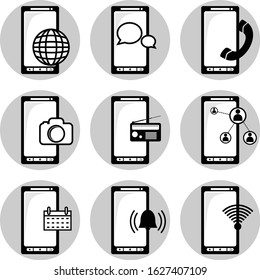 smartphone / handphone icon vector - flat icon mobile handphone symbol pack bundle