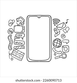 smartphone handrawn doodle illustrations vector