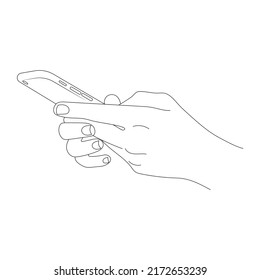 Smartphone en la vista de mano esbozar ilustración vectorial.