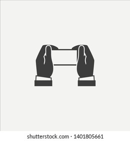 Smartphone in hands vector icon