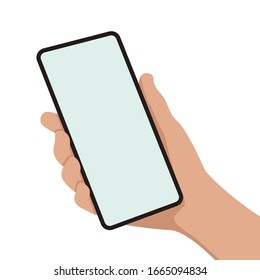 smartphone in hand,vector illustration, flat style ,front view