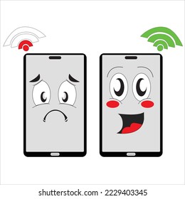 smartphone with happy and sad expression. vector image