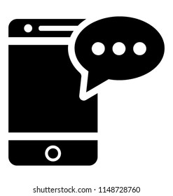 
A smartphone having chat bubble depicting online chat 

