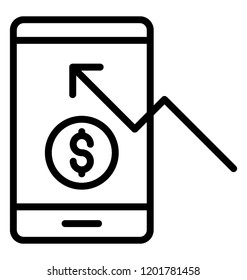 A smartphone having dollar and growth arrow depicting mobile banking 