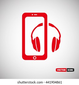 Smartphone with Headphone . Vector Icon. Eps.10