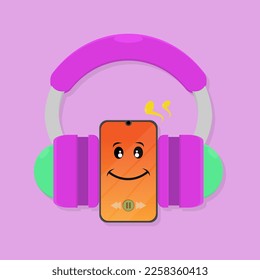 ilustración vectorial de smartphone y auriculares.