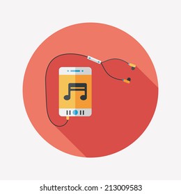 smartphone and headset flat icon with long shadow,eps10