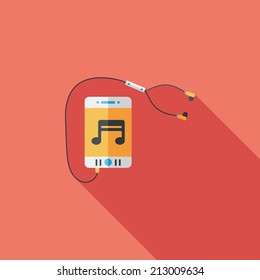 smartphone and headset flat icon with long shadow,eps10