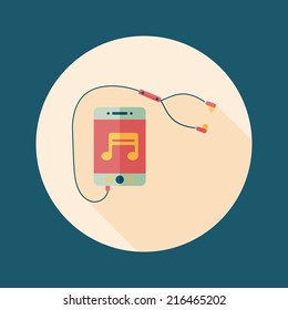 smartphone and headset flat icon with long shadow,eps10