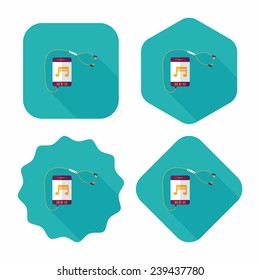 smartphone and headset flat icon with long shadow,eps10