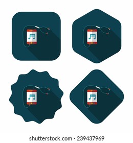 smartphone and headset flat icon with long shadow,eps10