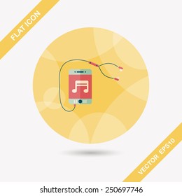 smartphone and headset flat icon with long shadow,eps10