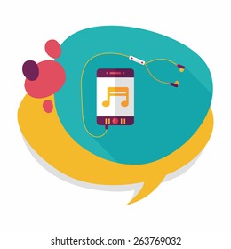 smartphone and headset flat icon with long shadow,eps10