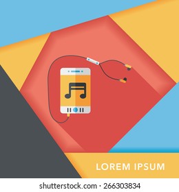 smartphone and headset flat icon with long shadow,eps10