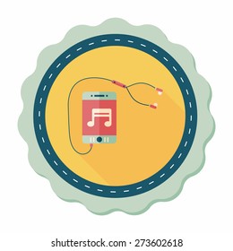 smartphone and headset flat icon with long shadow,eps10
