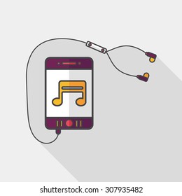 smartphone and headset flat icon with long shadow,eps10