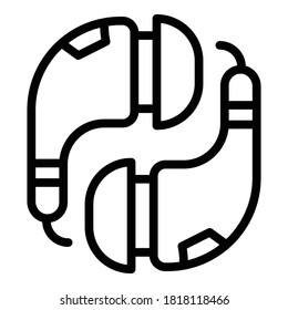 Icono de auriculares con micrófono. Contorno el icono vectorial de auriculares inteligentes para diseño web aislado en fondo blanco