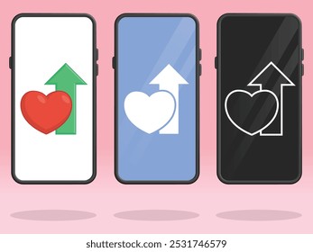 Smartphone Heart Arrow Up Mejorar de juegos