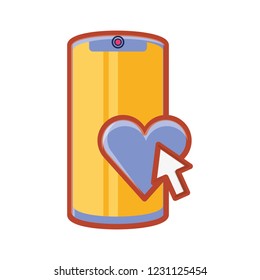 smartphone with heart and arrow mouse