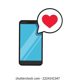 Smartphone mit Herzblase-Chat	