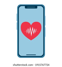 smartphone with heart cardio app icon vector illustration design