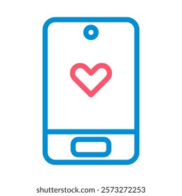 Smartphone with heart icon. Concept of love, dating app, and online relationships.