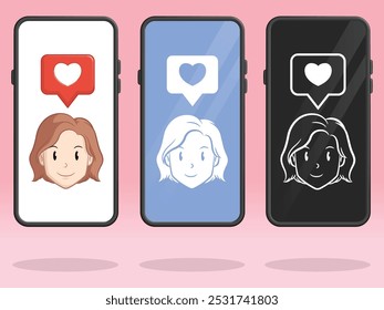 Smartphone Heart Love Bubble Woman Girlfriend