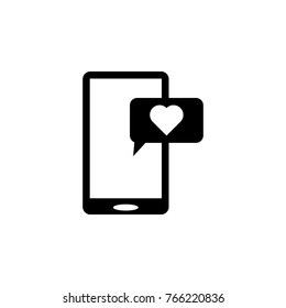 Smartphone with heart message icon. Love or couple element icon. Premium quality graphic design. Signs, outline symbols collection icon for websites, web design, mobile app on white background