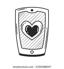 smartphone with a heart over white