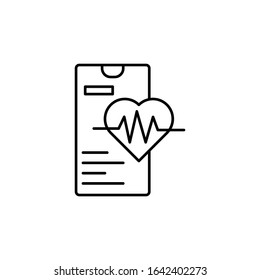 Smartphone heart pulse icon. Simple line, outline vector of phone application icons for ui and ux, website or mobile application