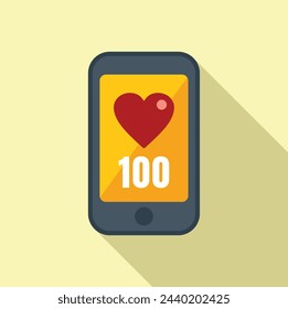 Smartphone heart rate icon flat vector. Healthy impact. Fear effect palpitation