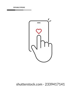 Smartphone And Heart Shape Icon Vector Design.