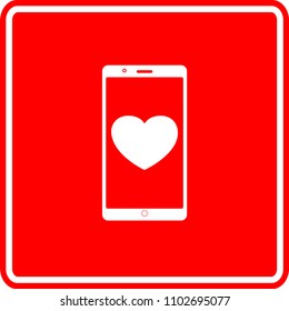 smartphone with heart sign